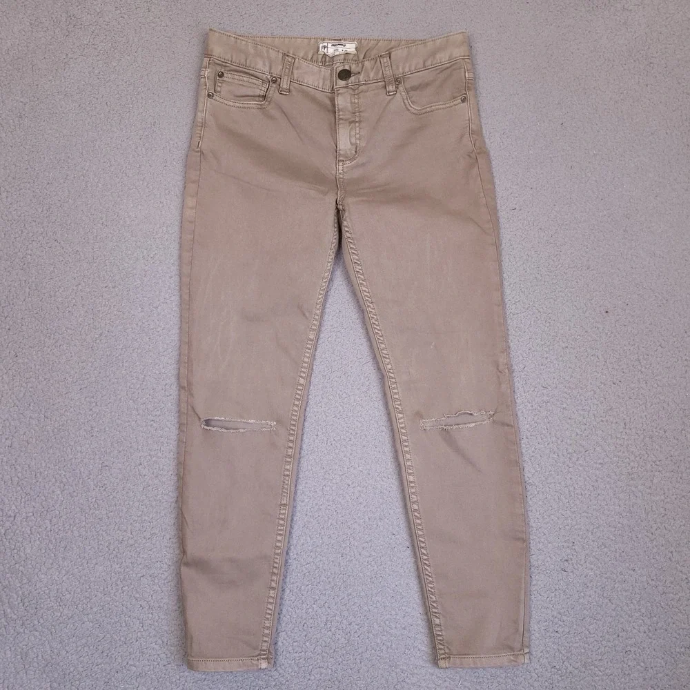 Free People Skinny Jeans Jegging Womens 29 Brown Tan‎ Distressed Stretch